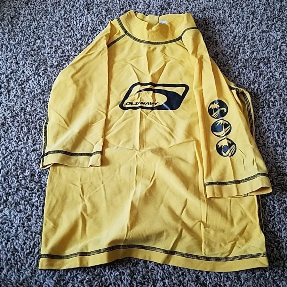Old Navy Yellow Short Sleeve Rash Guard Youth Size 10 Swim Tee